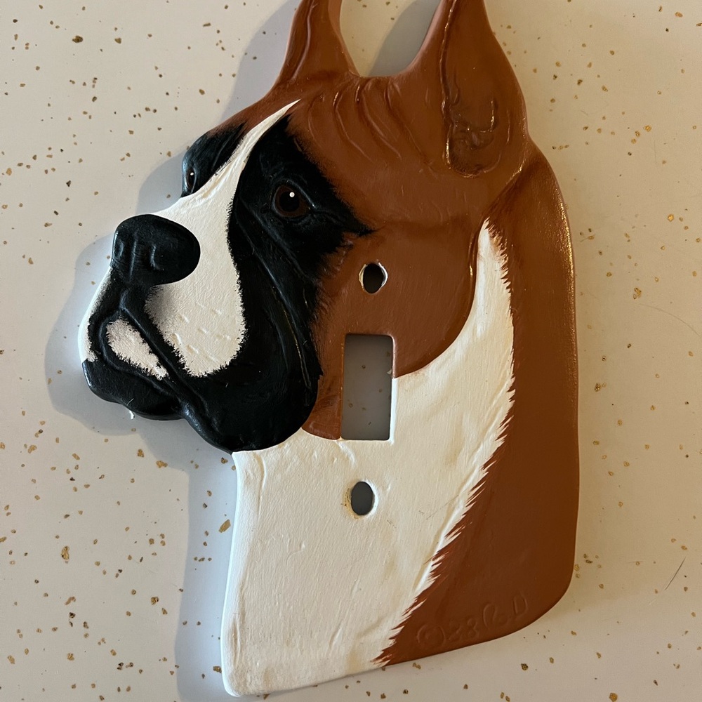 Boxer Dog Light Switch Cover - Brown and White